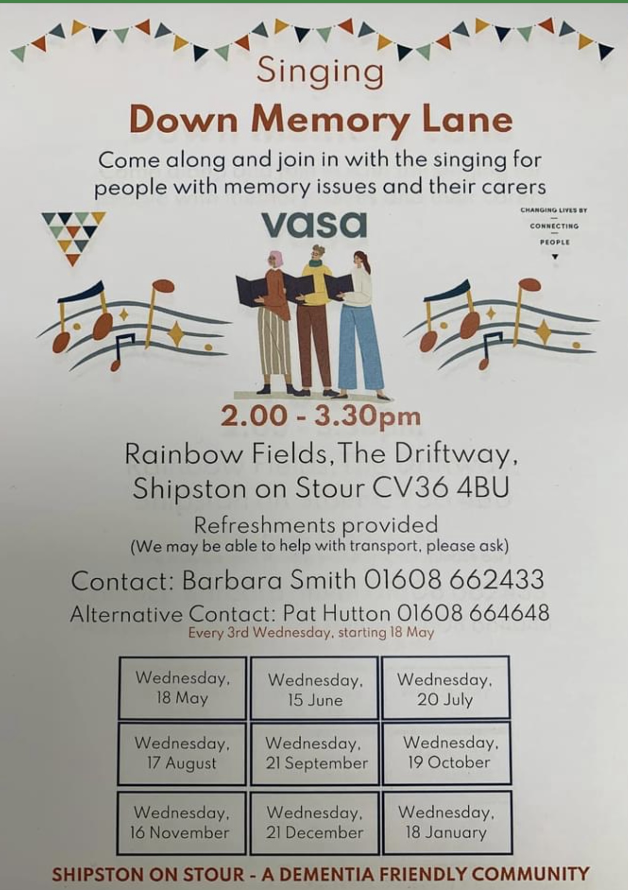 Down Memory Lane Singing Wednesday 15 June