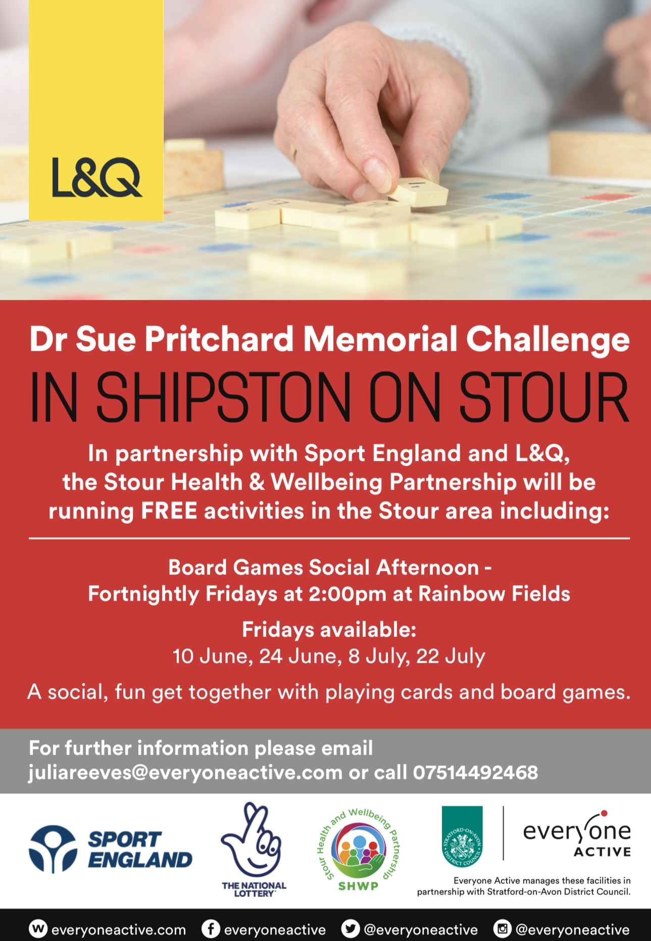 Dr Sue Pritchard Memorial Challenge -  June Social Afternoons at Rainbow Fields