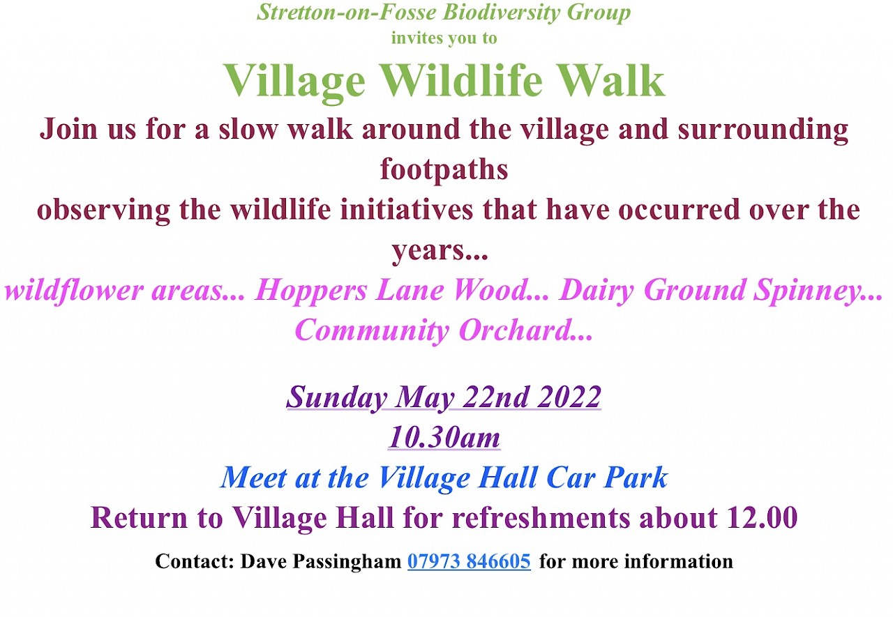 Stretton on Fosse Village Wildlife Walk Sunday 22 May