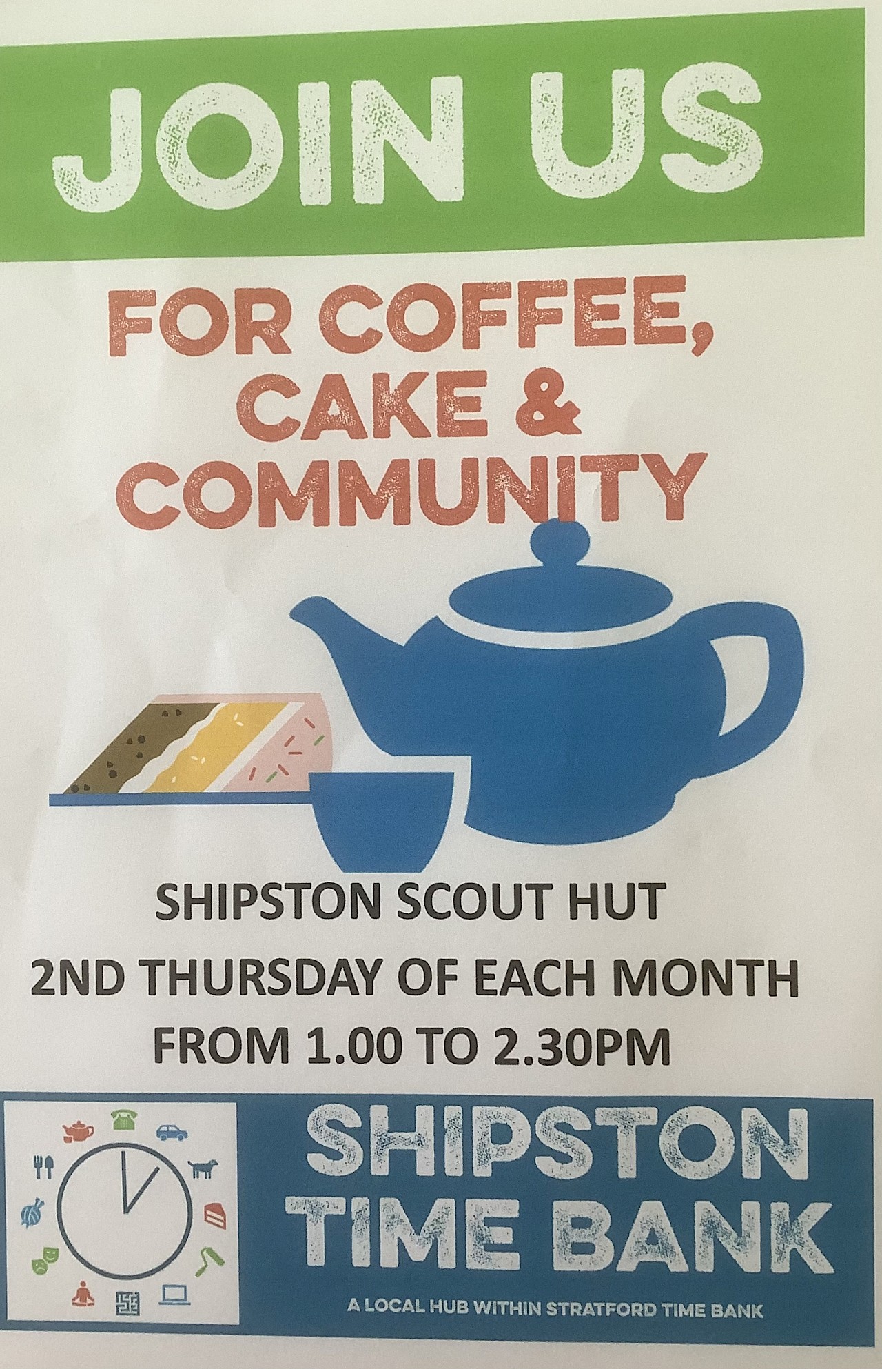 Shipston Time Bank - Coffee, Cake and Community Thursday 14 July