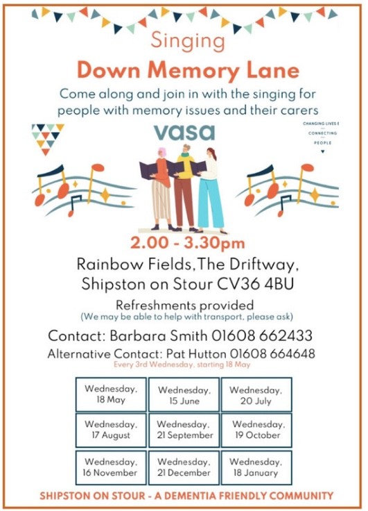 Down Memory Lane Singing at Rainbow Fields on Wednesday 21 December