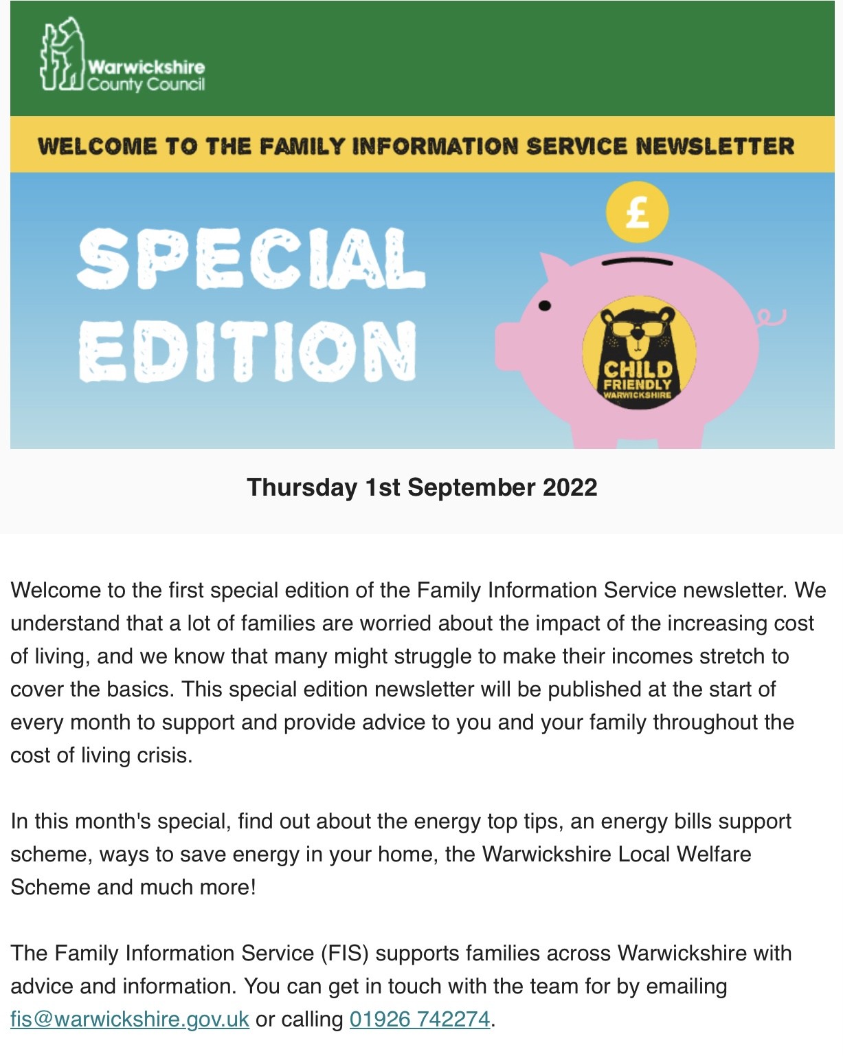 Family Information Service (FIS) Newsletter