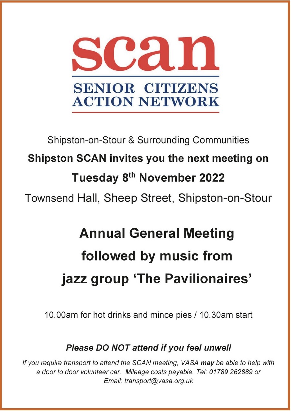 SCAN - Senior Citizens Action Network AGM Tuesday 8 November