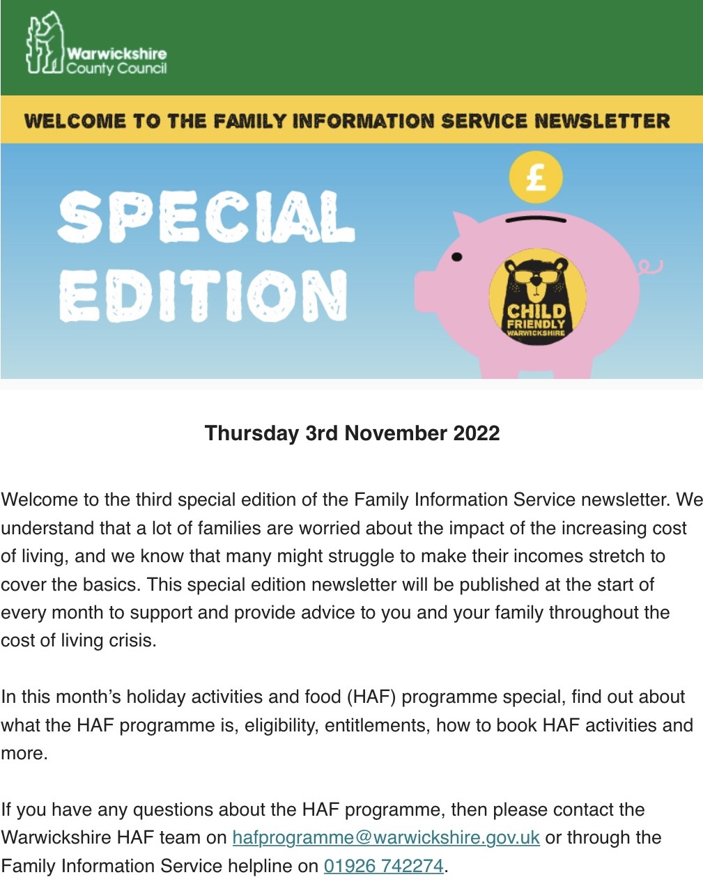 Family Information Service (FIS) Newsletter - 3rd Special Edition