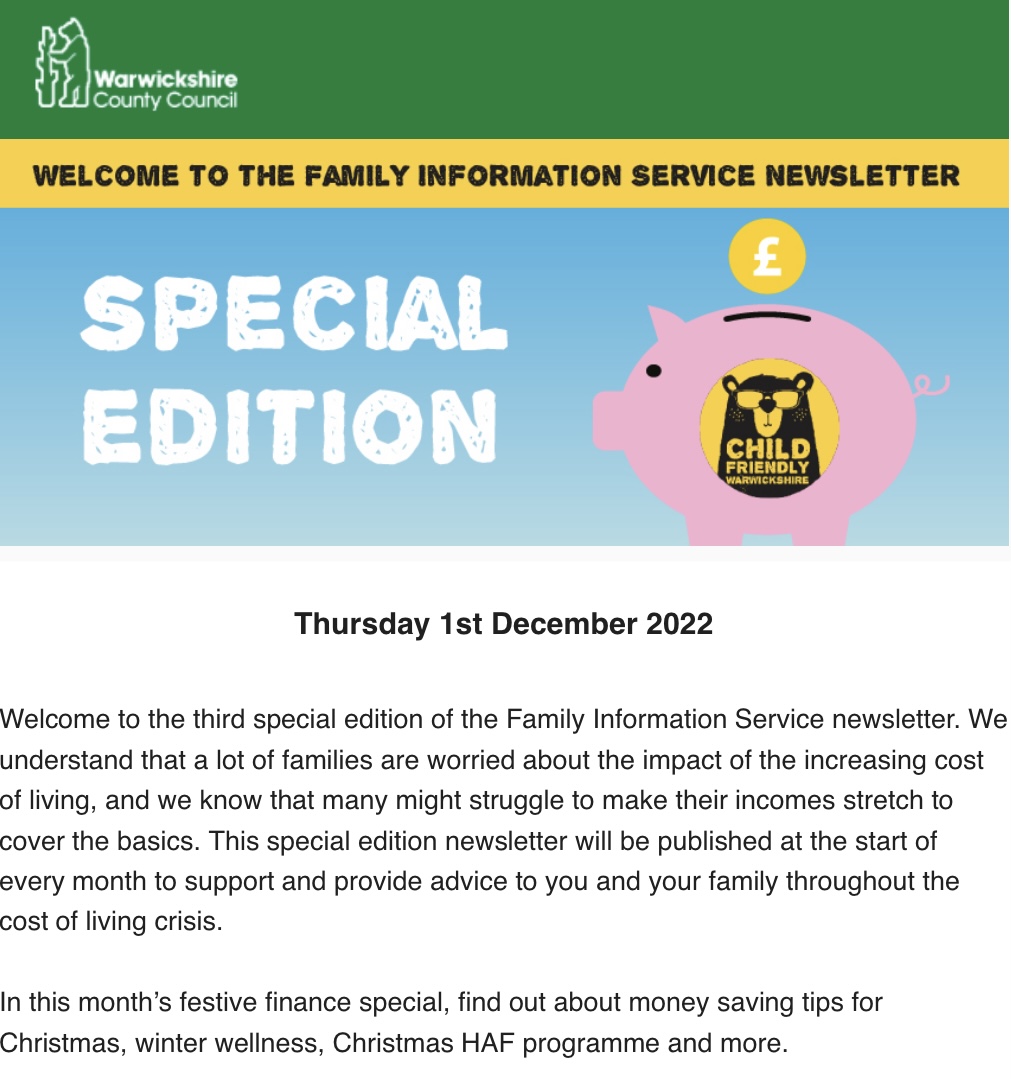 Family Information Service (FIS) Newsletter - Festive Finance Special Edition
