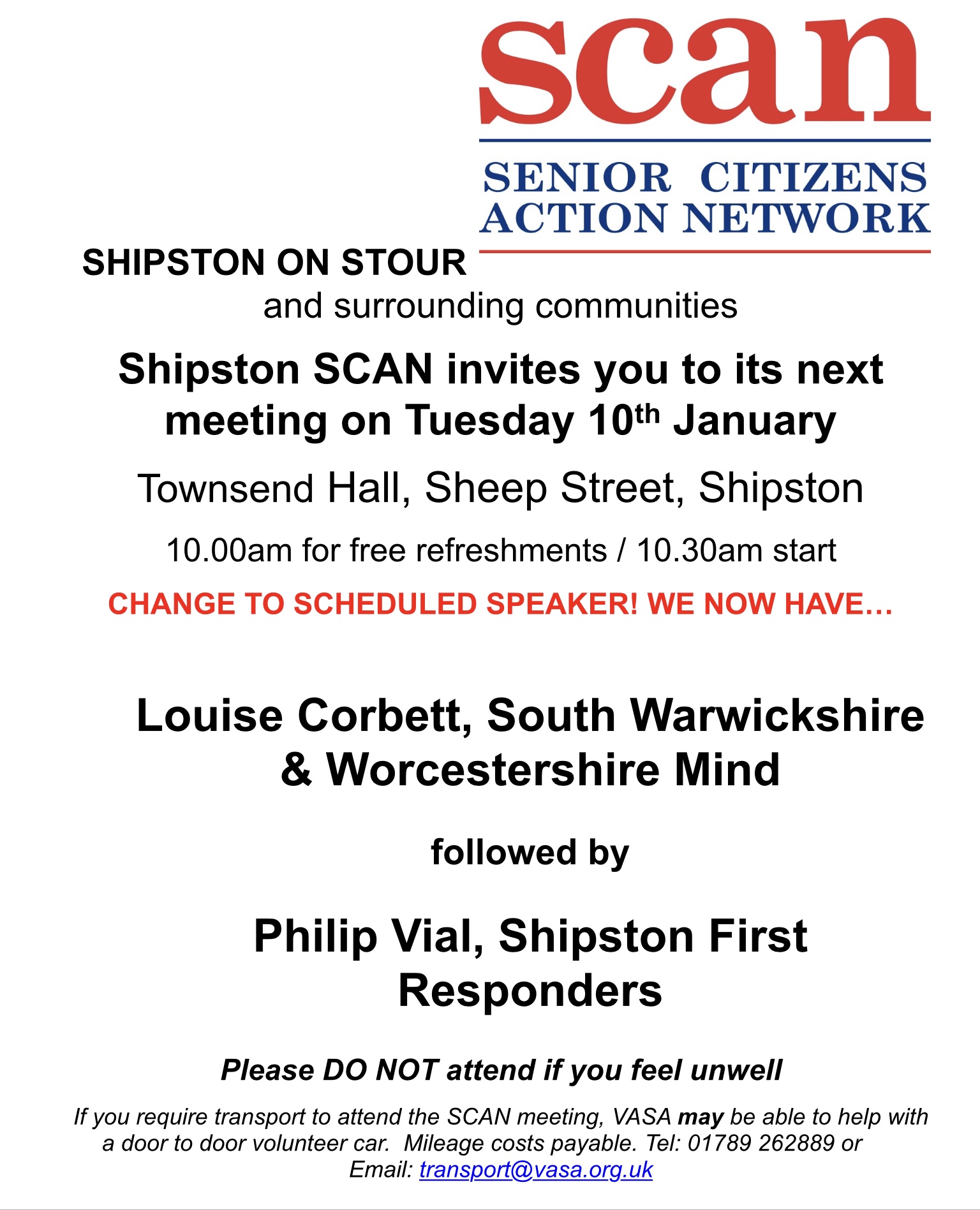 SCAN - Senior Citizens Action Network Tuesday 10 January