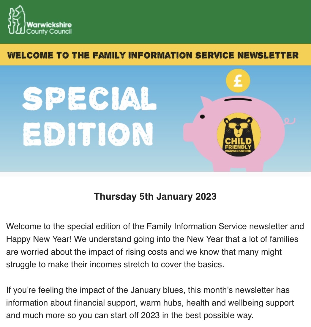 Family Information Service (FIS) Newsletter - New Year Special Edition