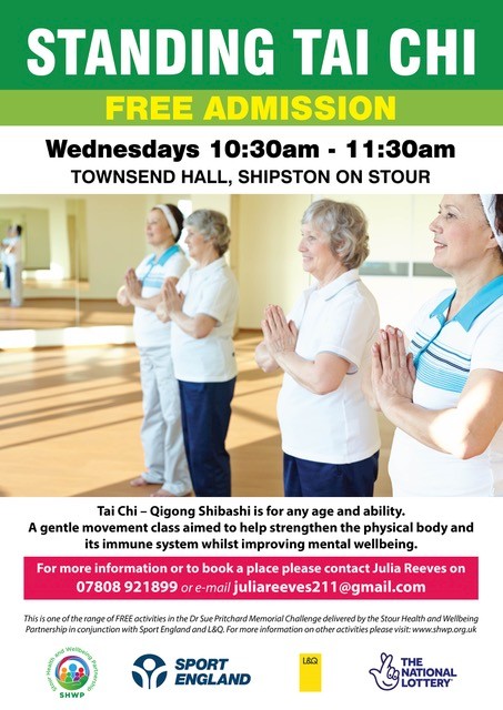 NEW FREE Activity starting 18 January - Standing Tai Chi on Wednesdays at Townsend Hall, Shipston on Stour