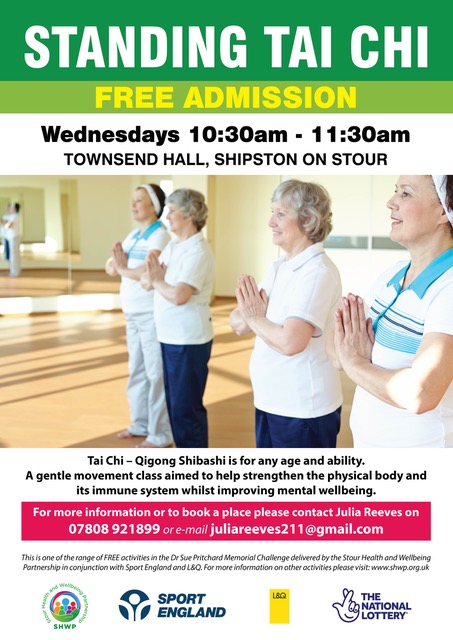 NEW FREE Activity starting 18 January - Standing Tai Chi on Wednesdays at Townsend Hall, Shipston on Stour