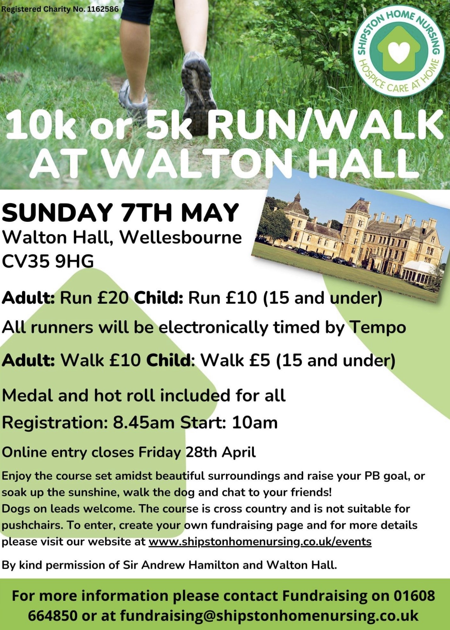 Shipston Home Nursing 10k or 5k Run/Walk at Walton Hall Sunday 7 May