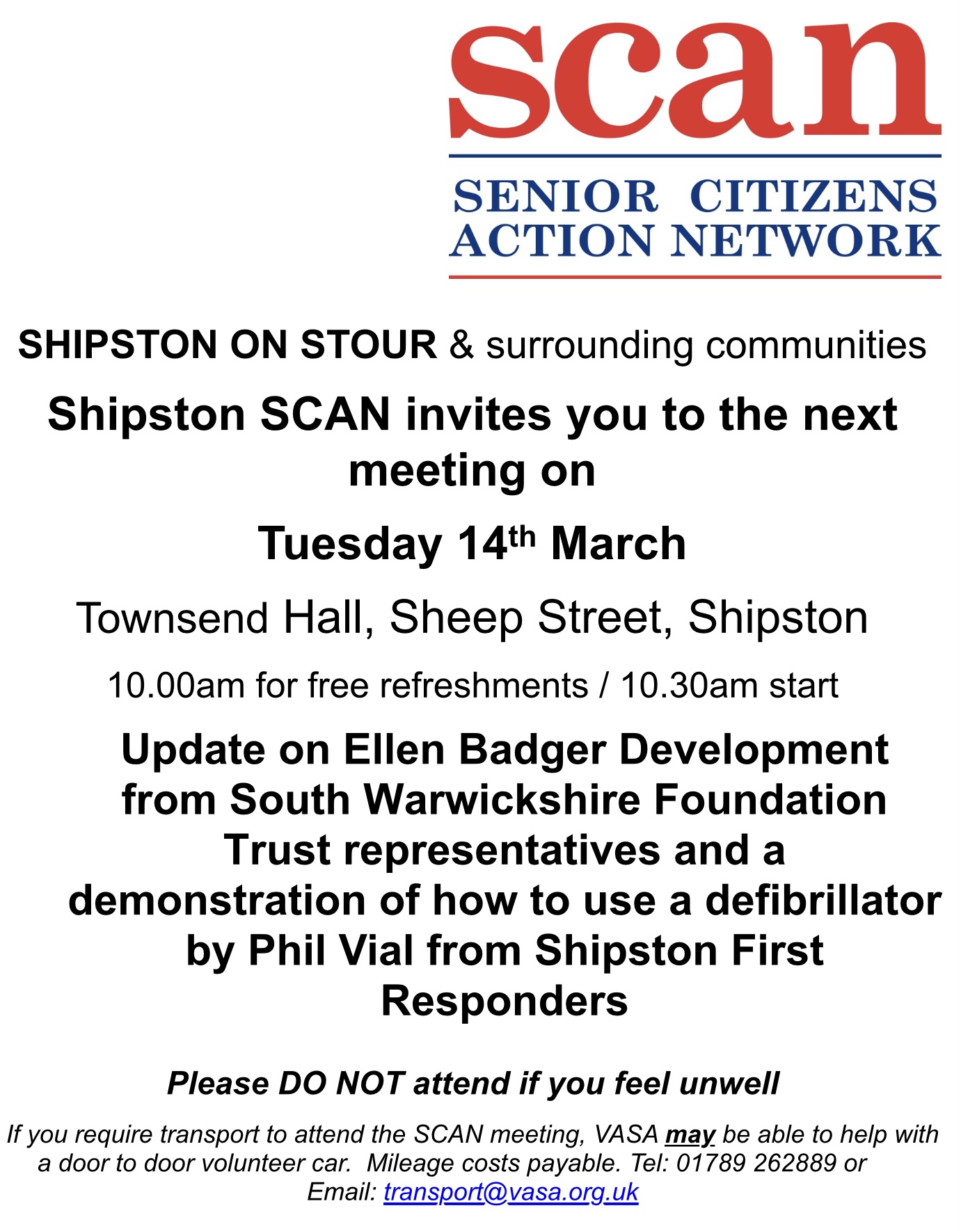 SCAN - Senior Citizens Action Network Tuesday 14 March
