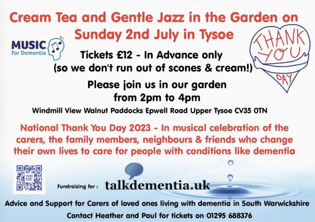 Cream Tea and Gentle Jazz in Tysoe on Sunday 2 July