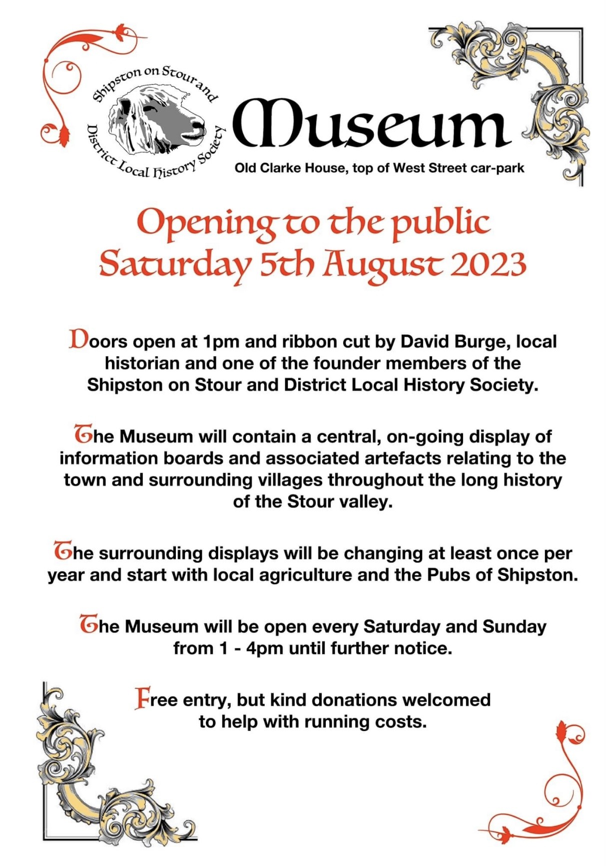 Shipston on Stour Museum opens on Saturday 5 August