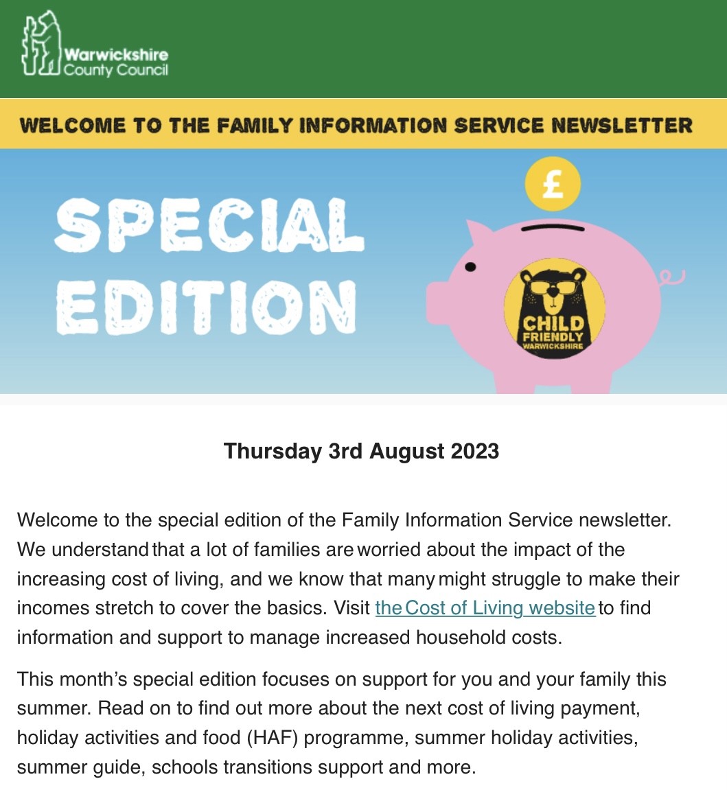 Family Information Service (FIS) Newsletter - Summer Support Special Edition