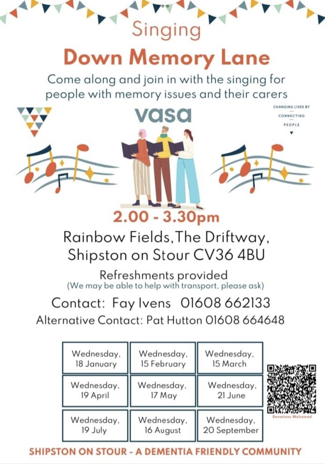 Down Memory Lane Singing at Rainbow Fields on Wednesday 16 August