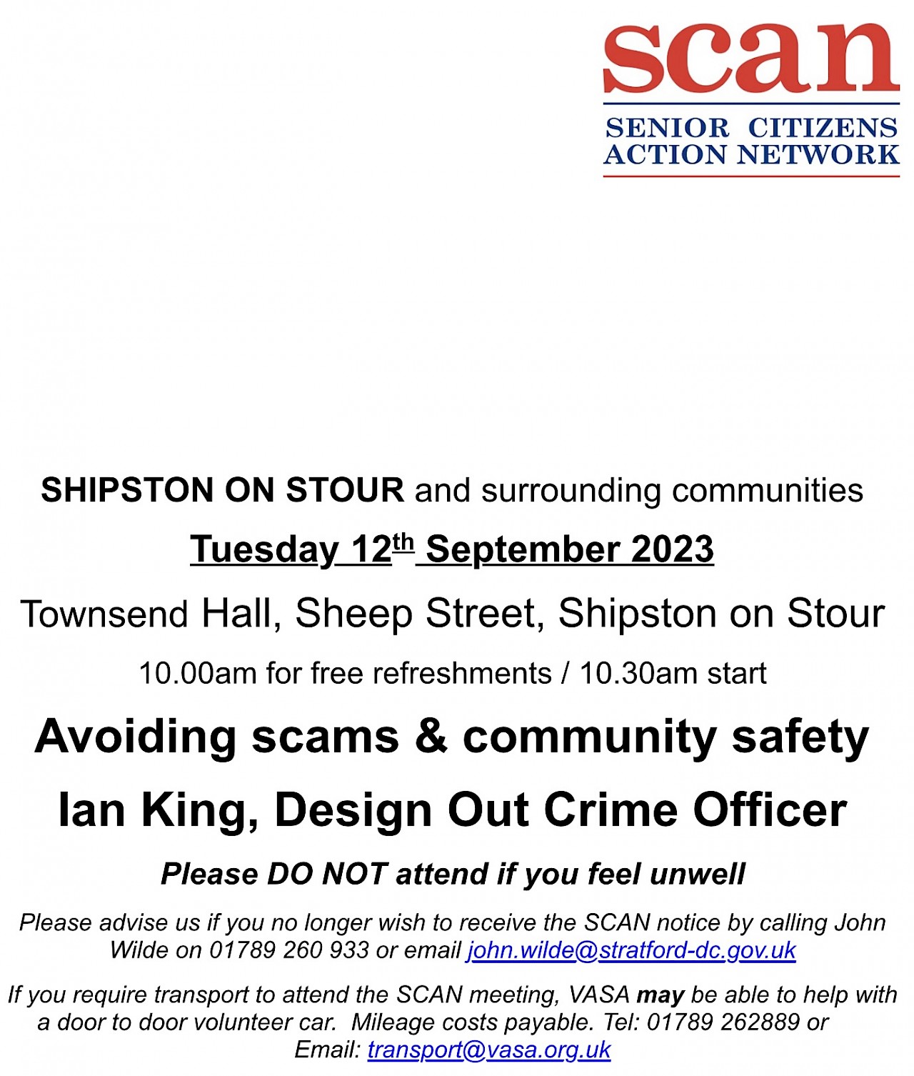 SCAN - Senior Citizens Action Network Tuesday 12 September
