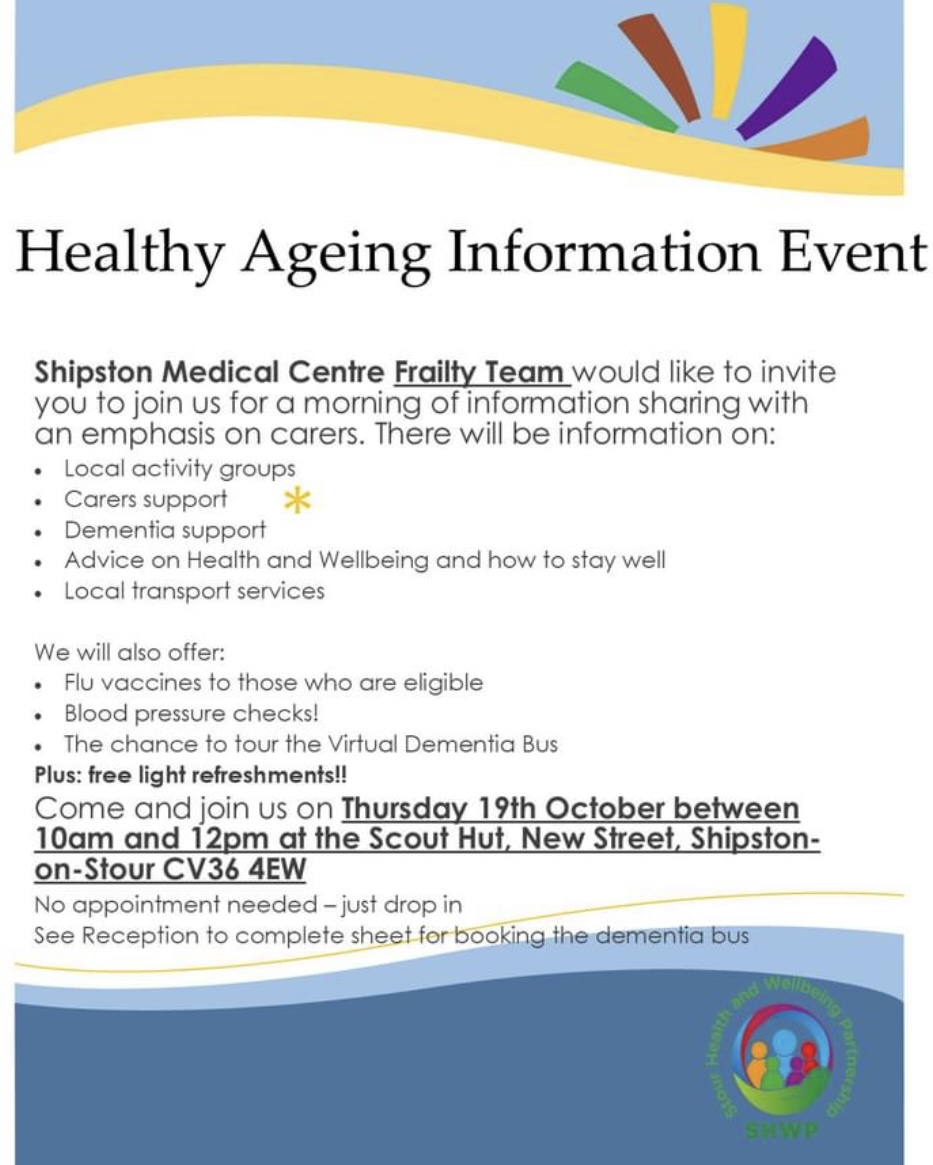 Healthy Ageing Information Event in Shipston on Stour on Thursday 19 October