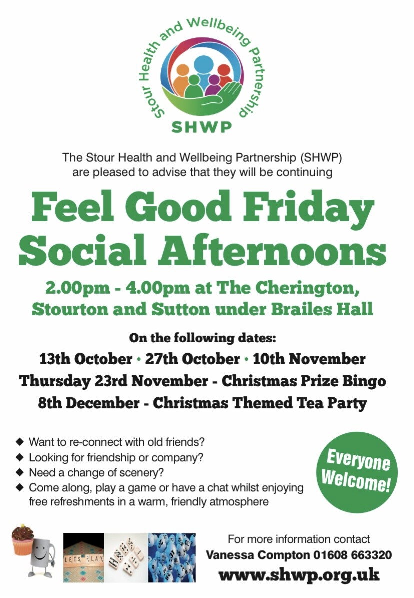 Feel Good Friday Afternoons continue at The Cherington, Stourton and Sutton under Brailes Hall until the end of the year