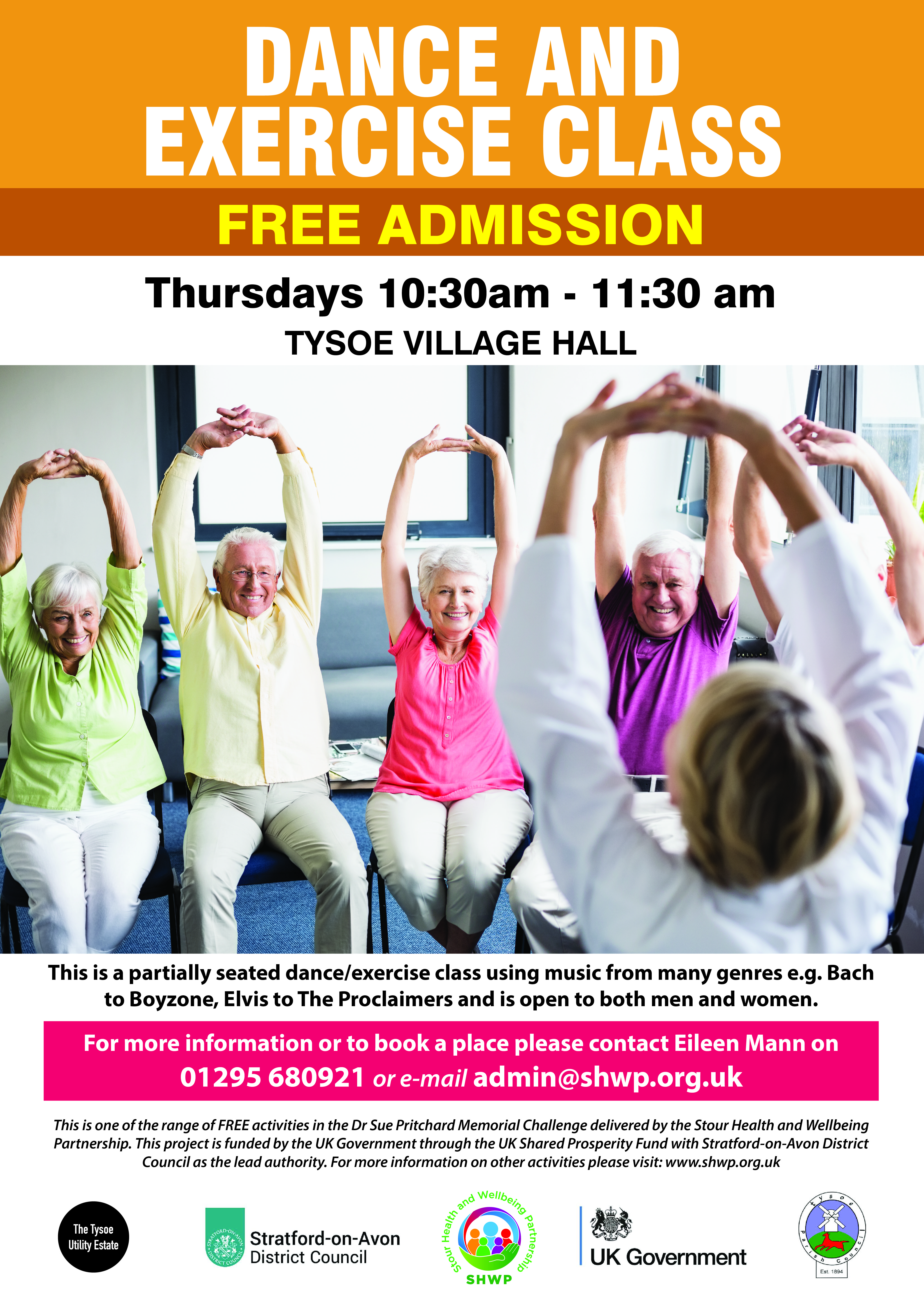 FREE Dance and Exercise Class at Tysoe Village Hall - Thursdays 10:30 - 11:30