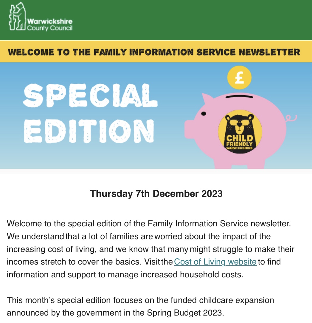 Family Information Service (FIS) Newsletter - Funded Childcare Expansion Special Edition