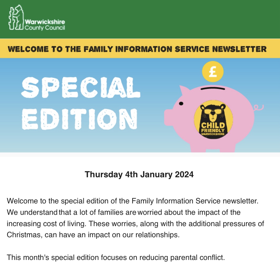 Family Information Service (FIS) Newsletter - Reducing Parental Conflict Special Edition