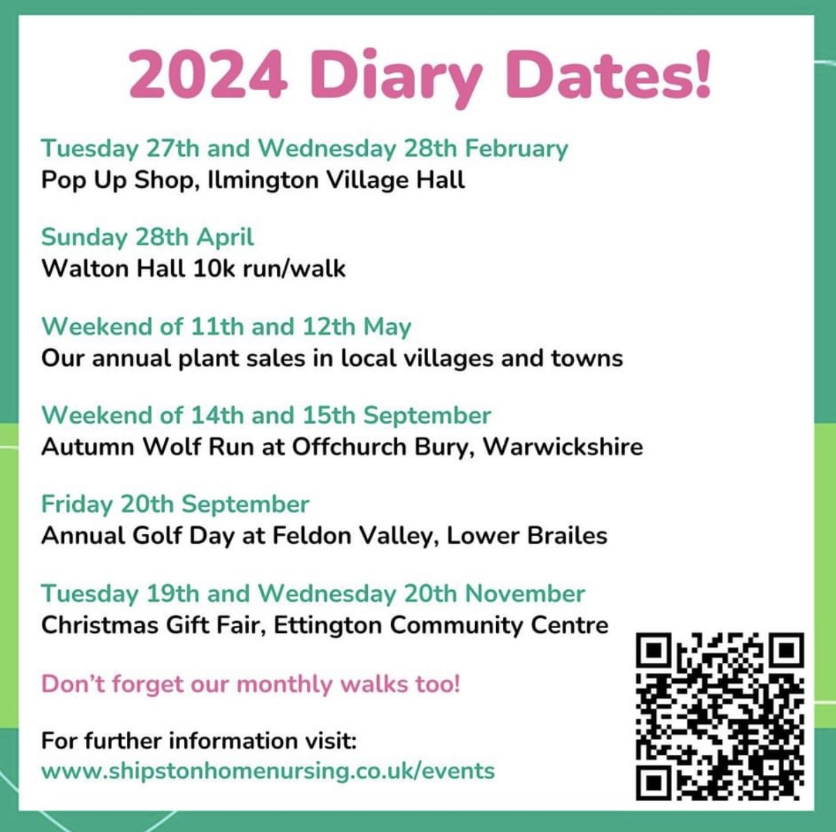 Shipston Home Nursing 2024 Save the Dates