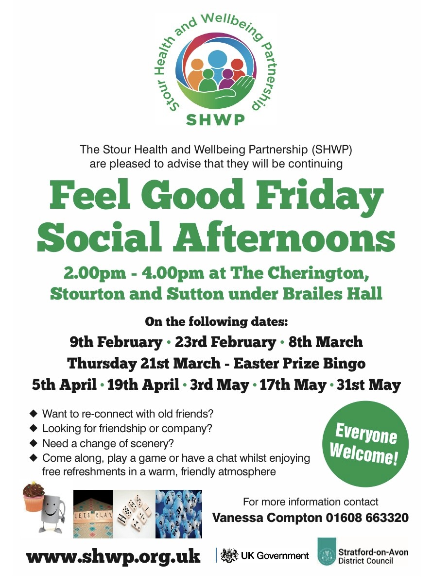 Feel Good Friday Afternoons continue in 2024 at The Cherington, Stourton and Sutton under Brailes Hall