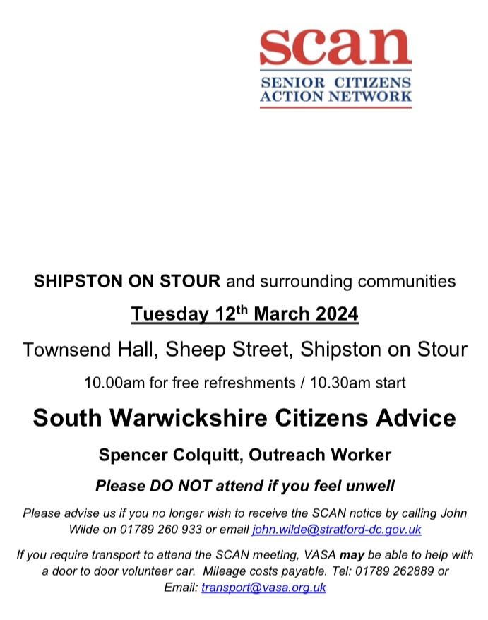 SCAN - Senior Citizens Action Network Tuesday 12 March