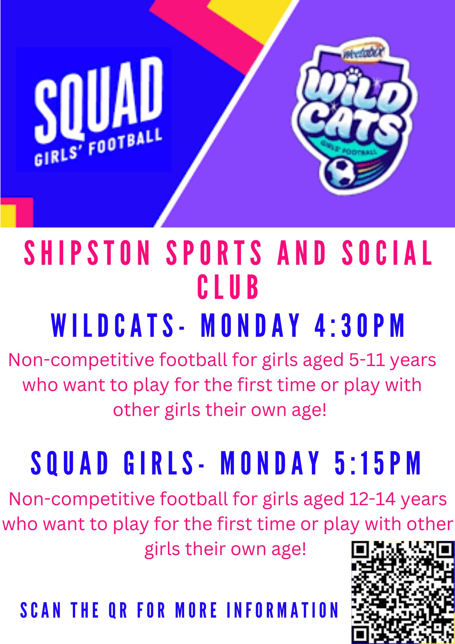 Wild Cats and Squad Girls Football at Shipston Sports and Social Club