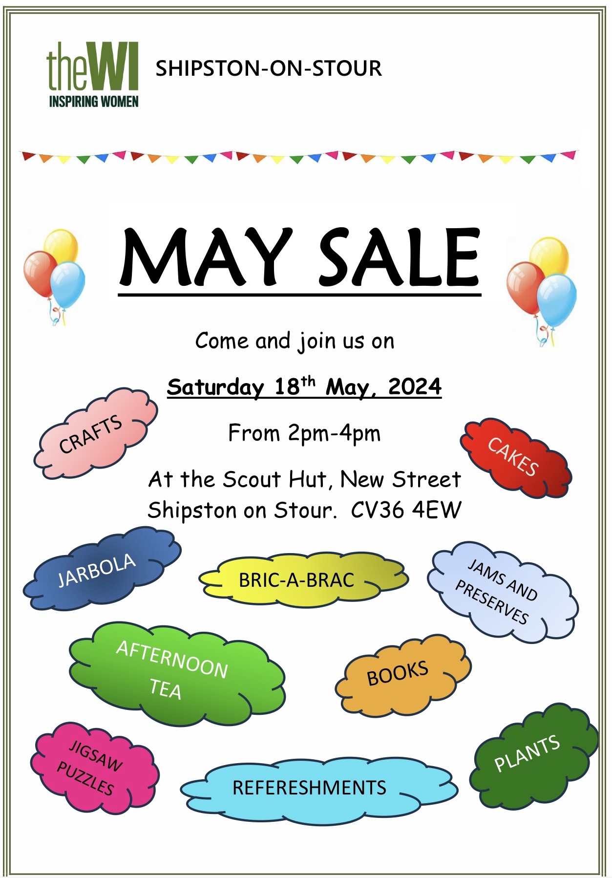 Shipston on Stour WI May Sale - Saturday 18 May