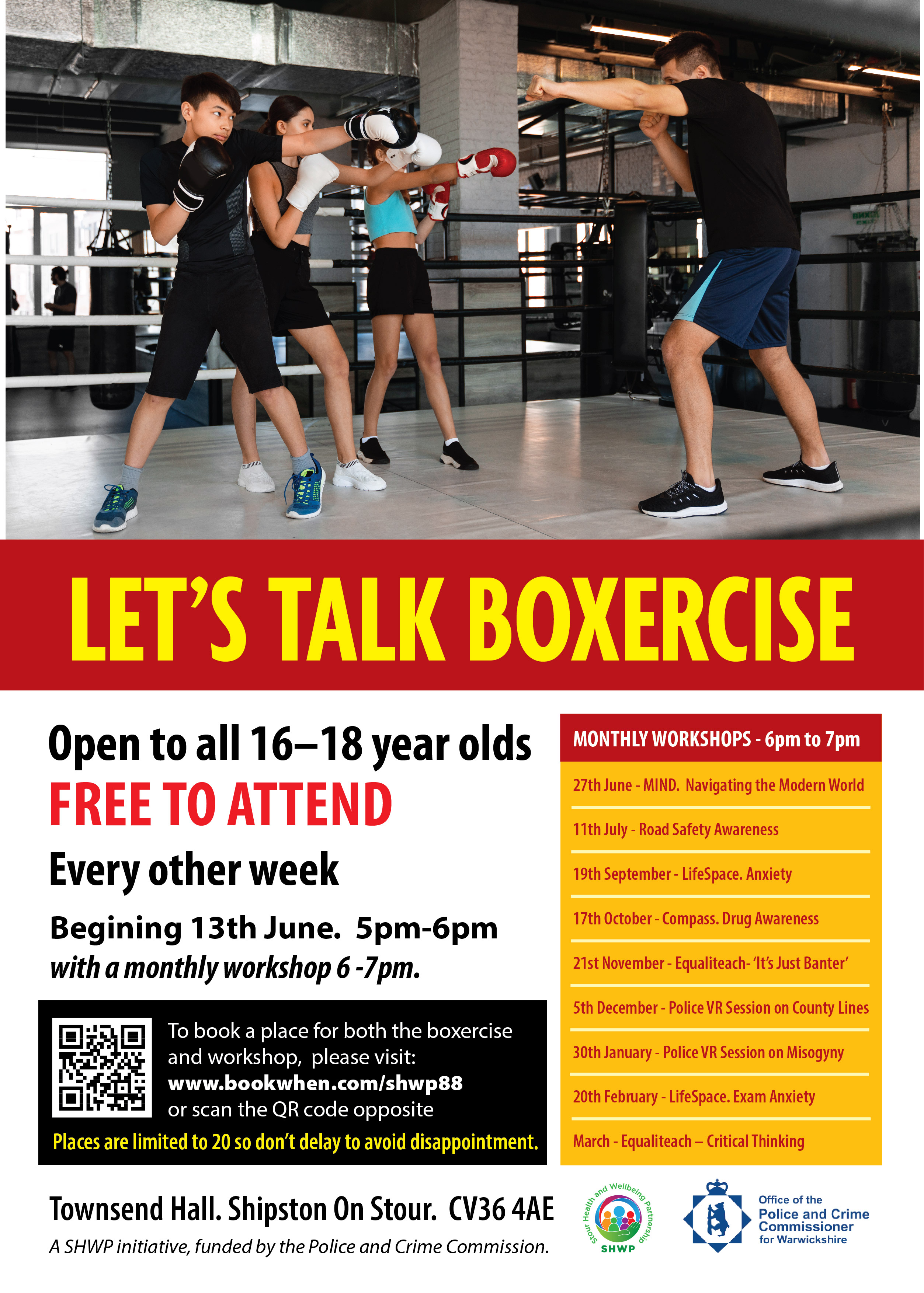 FREE Let's Talk Boxercise for 16 - 18 year olds at the Townsend Hall, Shipston on Stour from Thursday 13 June