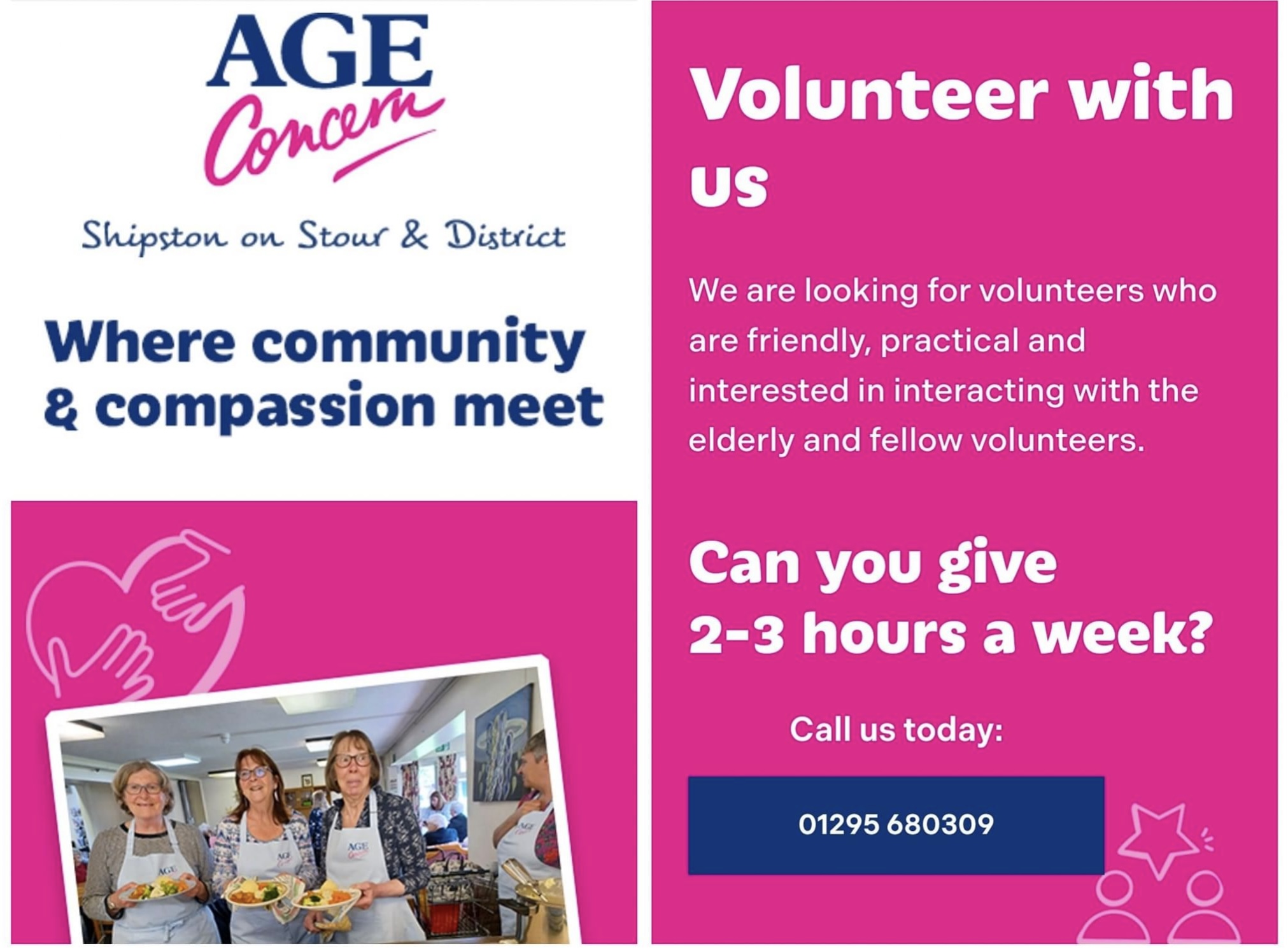 Age Concern Shipston on Stour and District are looking for Volunteers