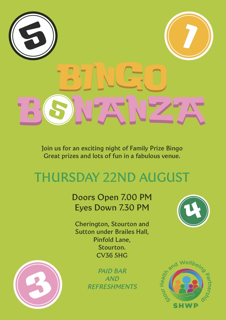 Family Prize Bingo at Cherington, Stourton and Sutton under Brailes Hall - Thursday 22 August at 7pm