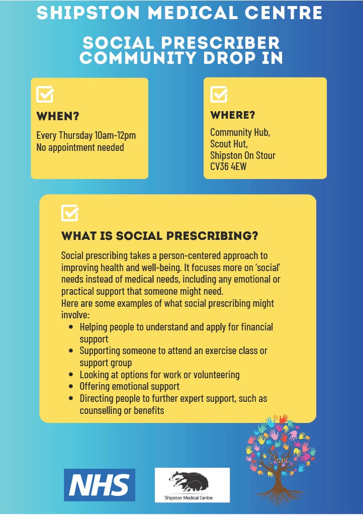 Shipston Community Warm Hub Social Prescriber Community Drop In - Every Thursday