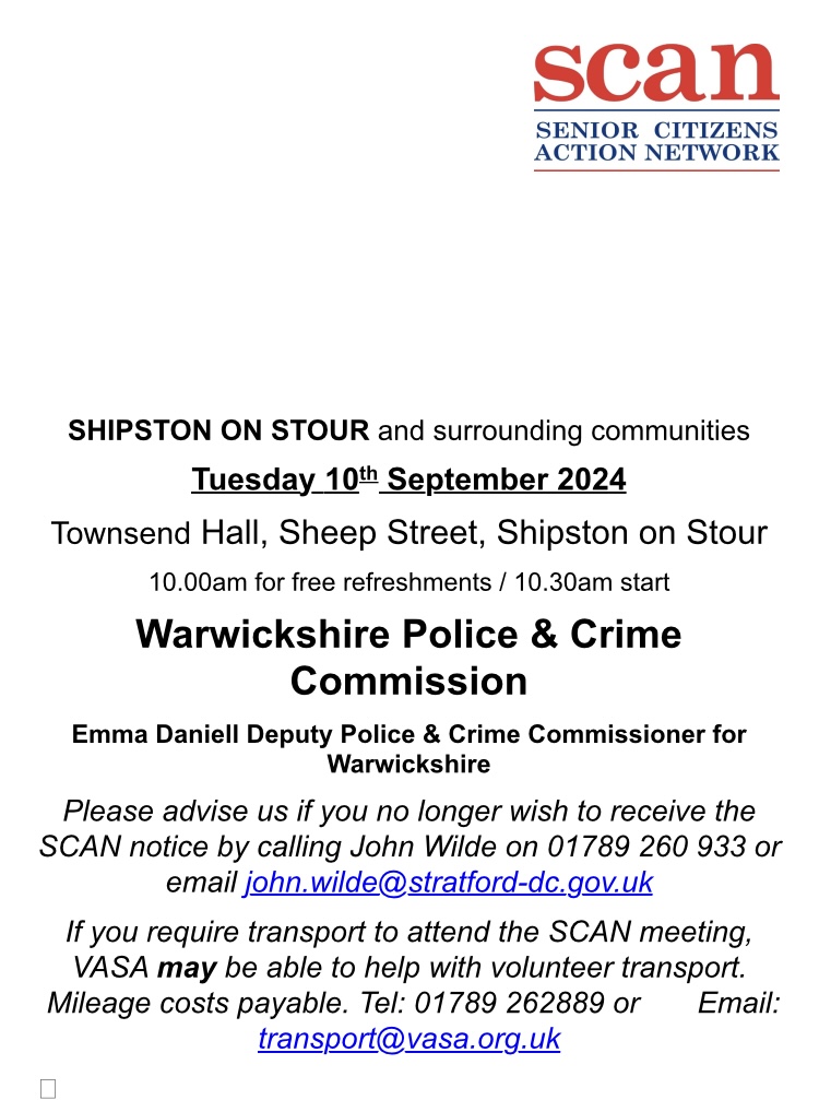 SCAN - Senior Citizens Action Network Tuesday 10 September