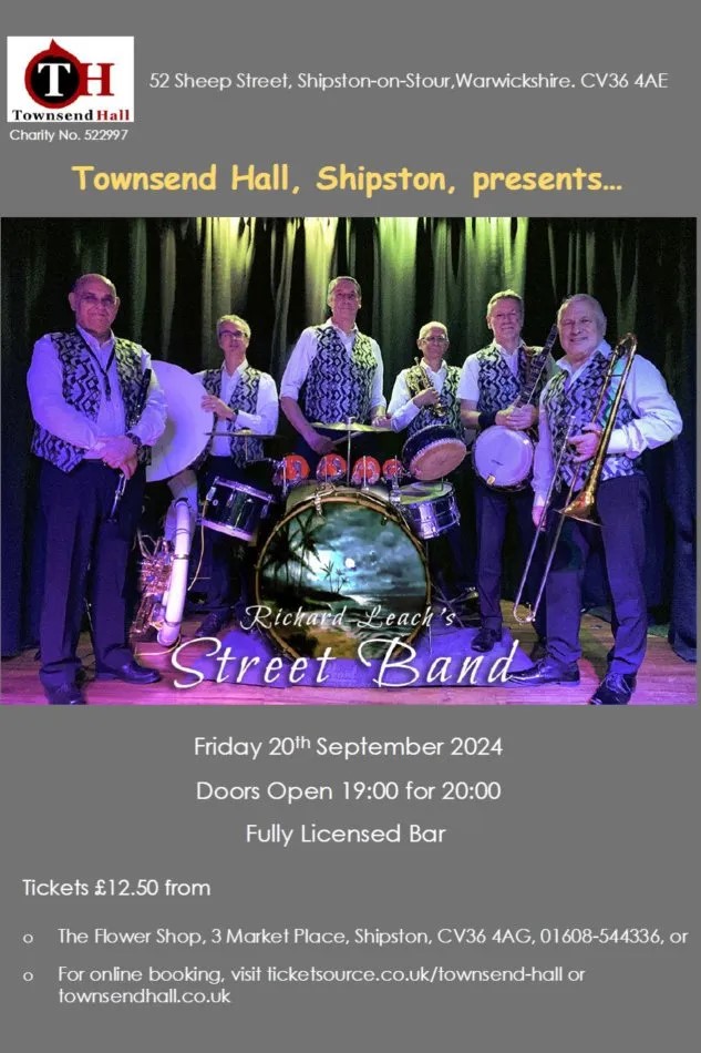 Richard Leach's Street Band at the Townsend Hall, Shipston on Stour on Friday 20 September