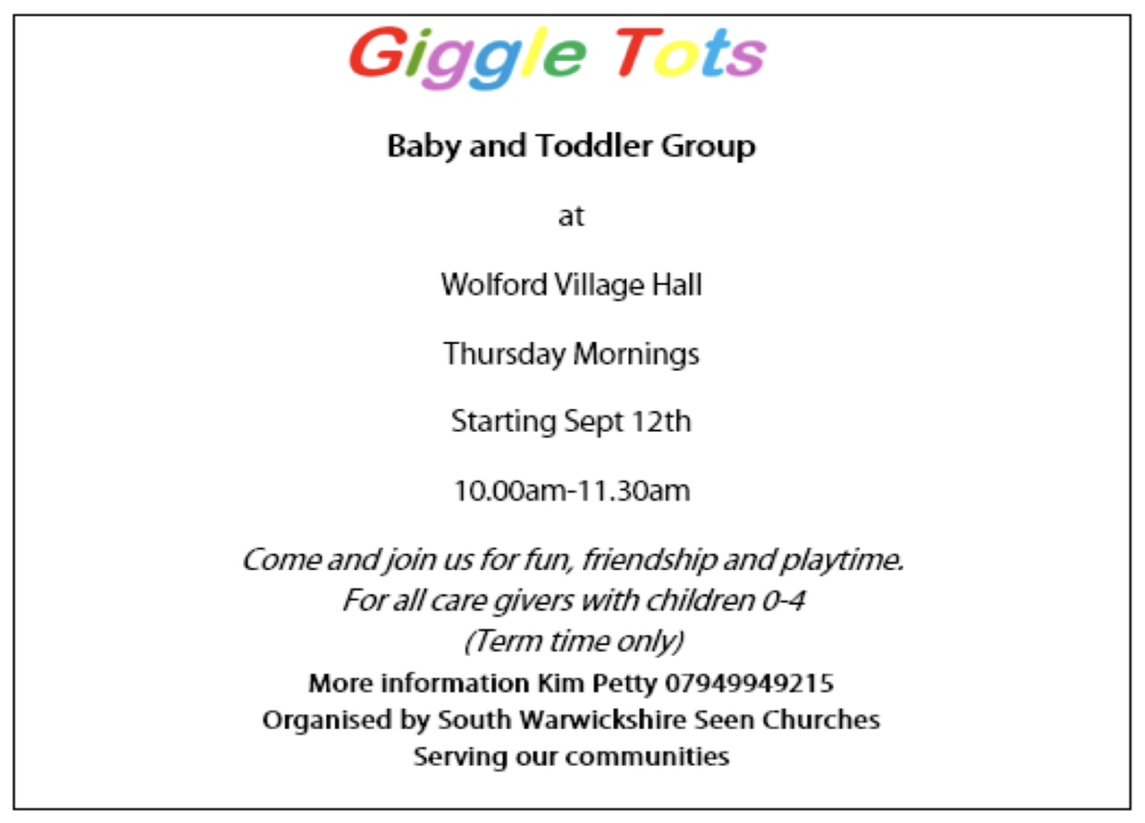 Giggle Tots Baby and Toddler Group at Wolford Village Hall