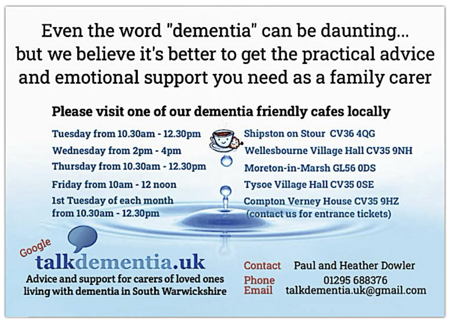 Talk Dementia - Local Dementia Friendly Cafes