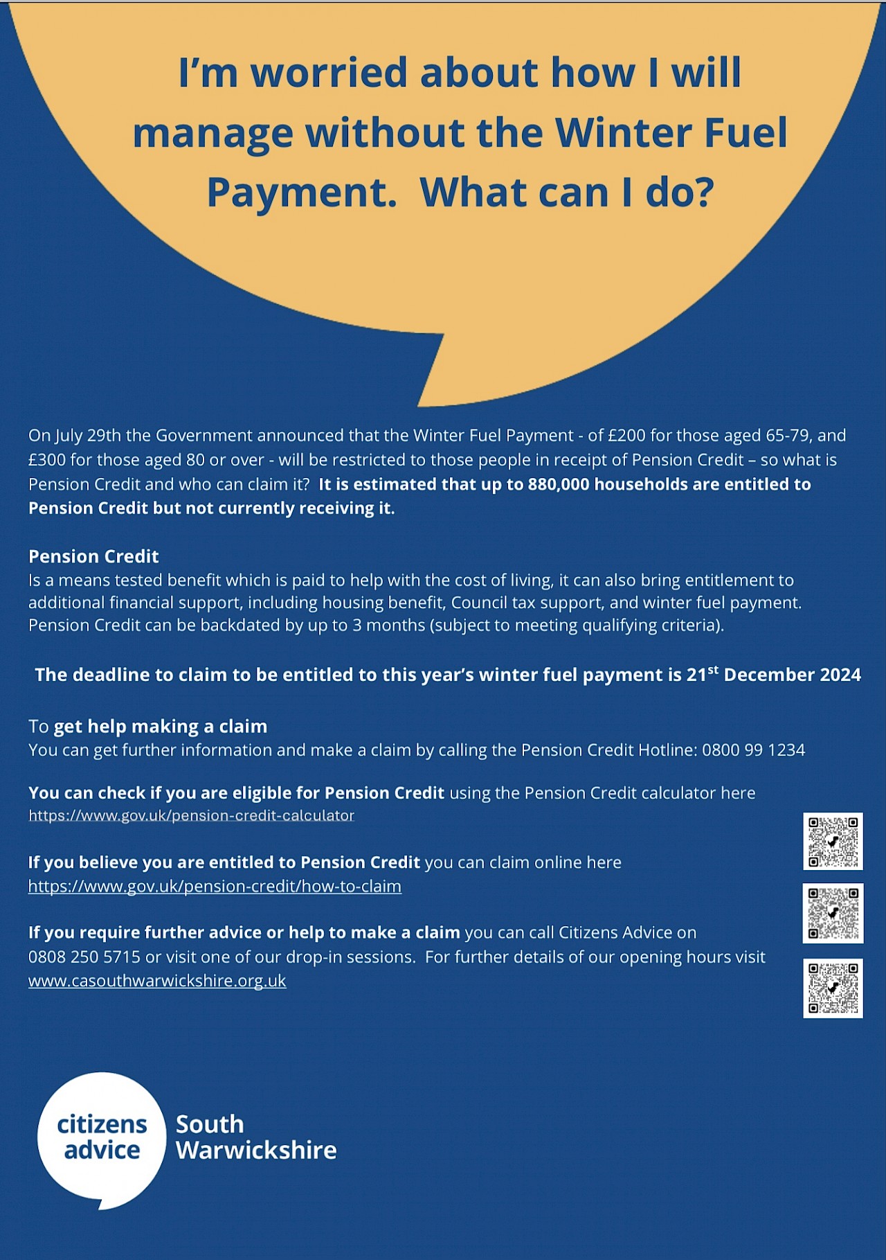 Citizens Advice South Warwickshire - Pension Credit Help