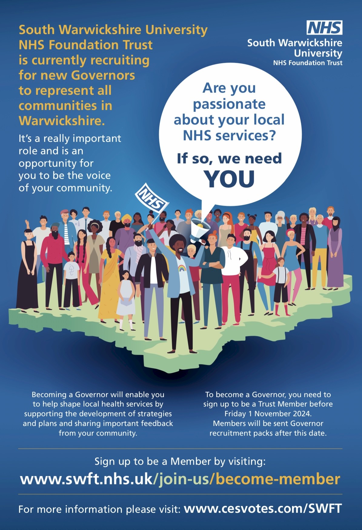 South Warwickshire University NHS Foundation Trust is currently recruiting for new Governors