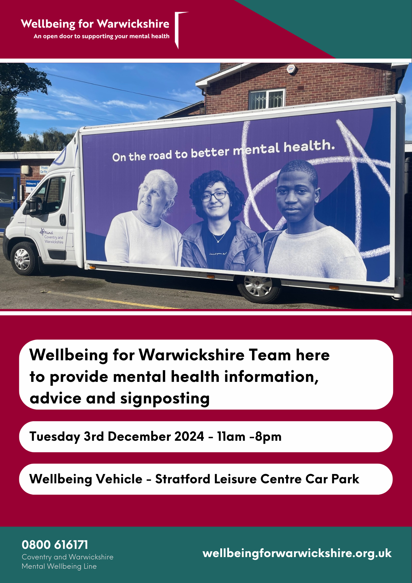 Wellbeing Vehicle at Stratford Leisure Centre on Tuesday 3 December