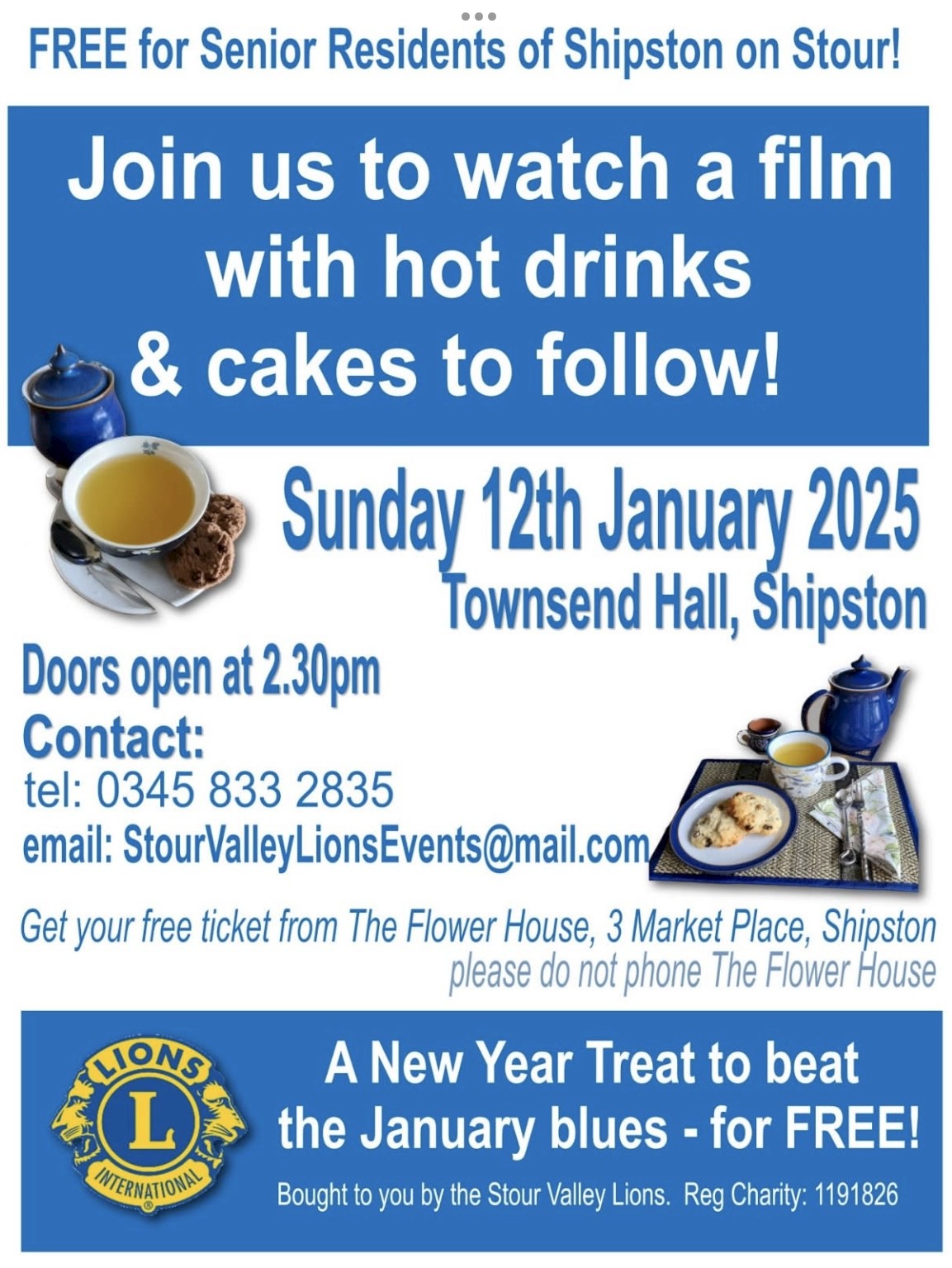A New Year Treat to beat the January blues - Sunday 12 January at the Townsend Hall Shipston on Stour