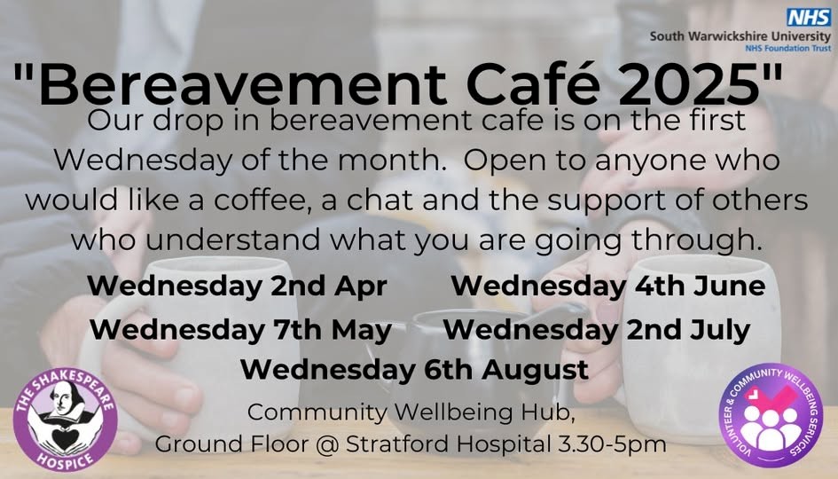 Bereavement Cafe dates for 2025