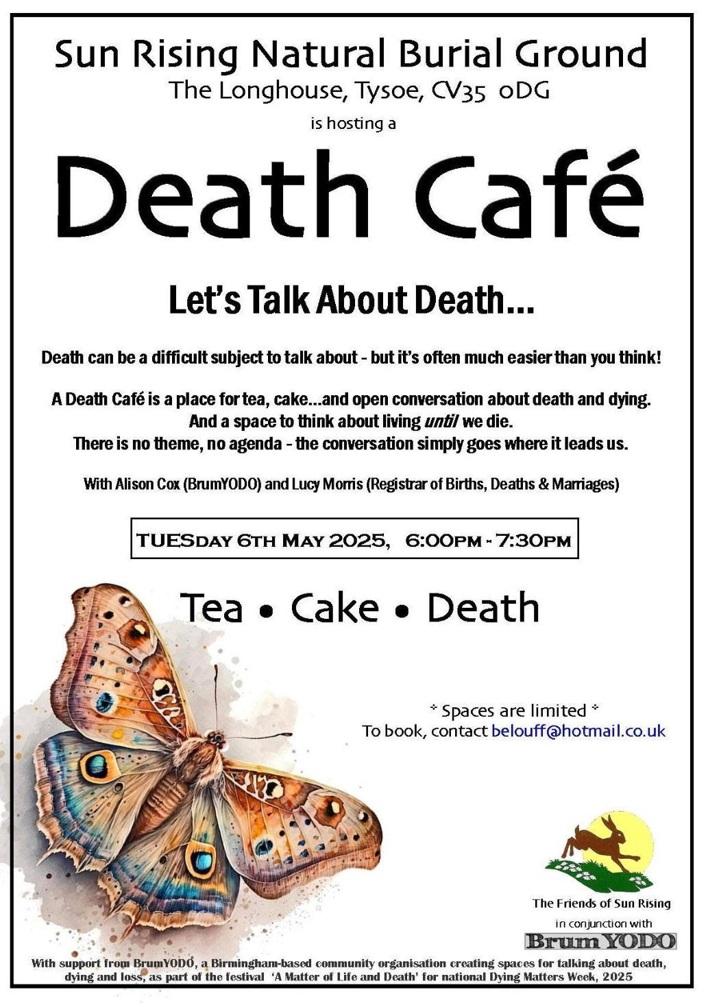 Death Cafe at Sun Rising Natural Burial Ground on Tuesday 6 May