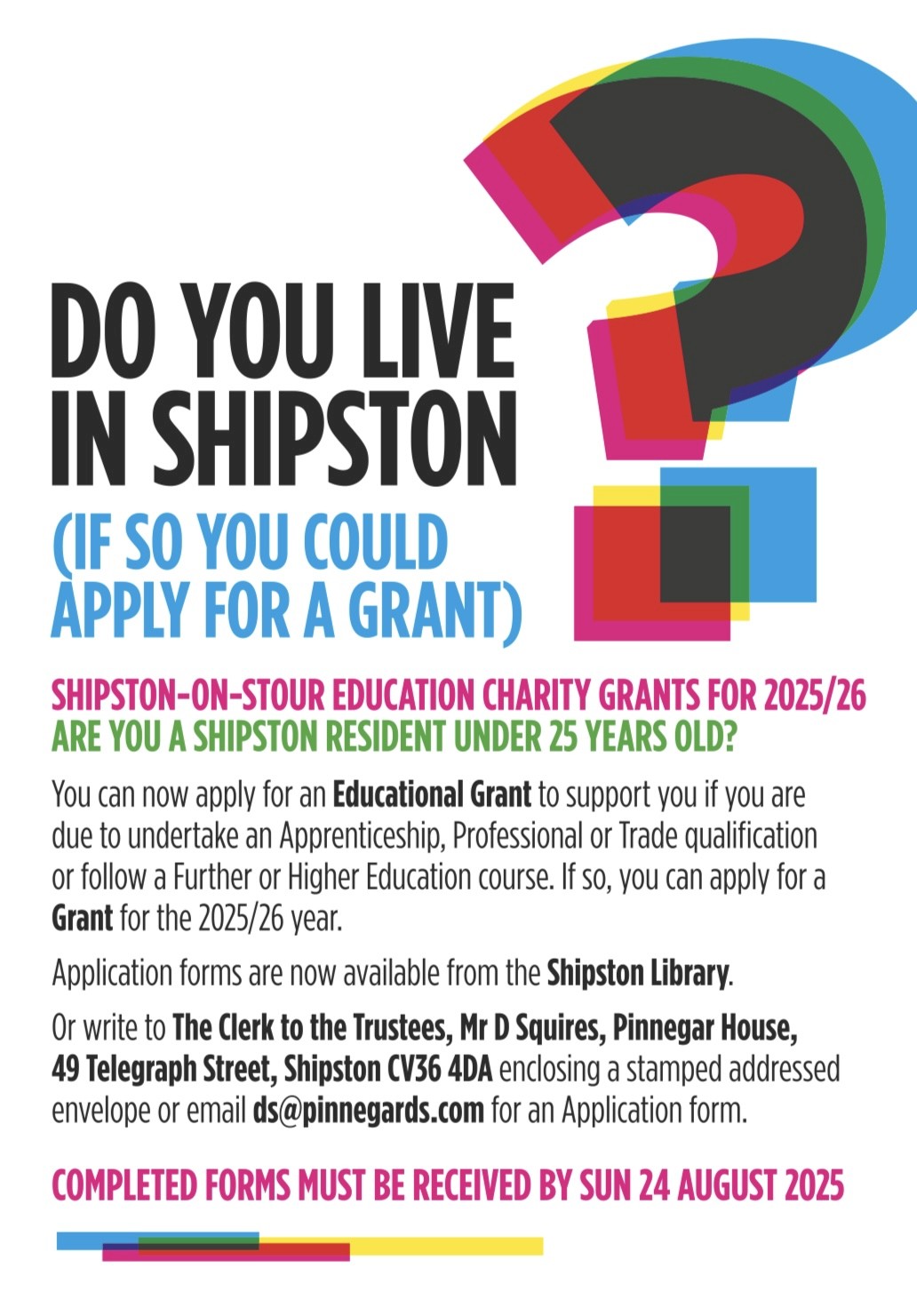 Shipston on Stour Education Charity Grants 2025/26