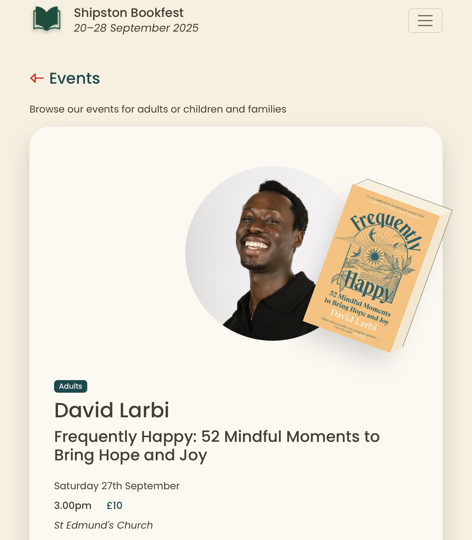 Shipston Bookfest - David Labri, Saturday 27 September