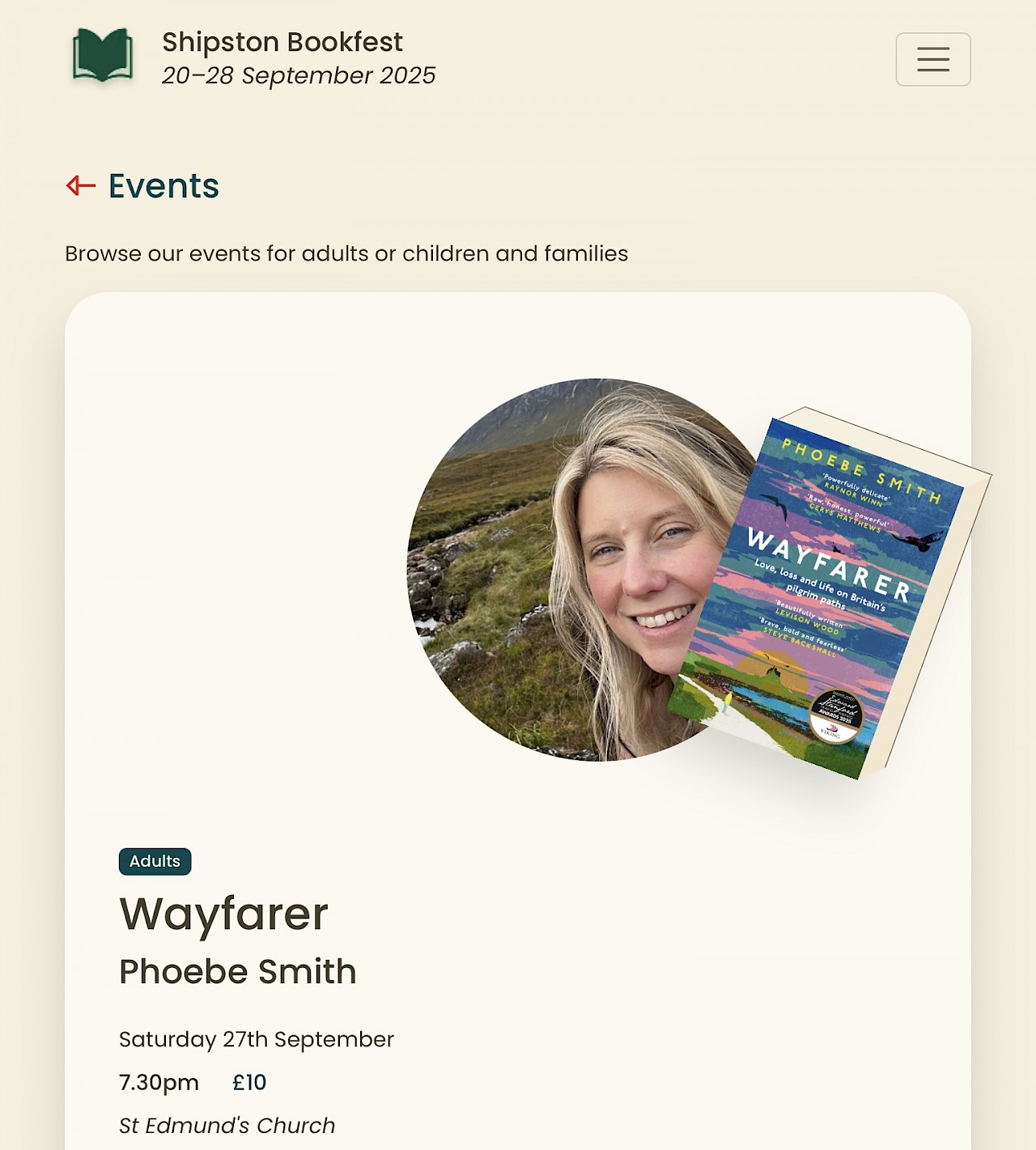 Shipston Bookfest - Phoebe Smith, Saturday 27 September