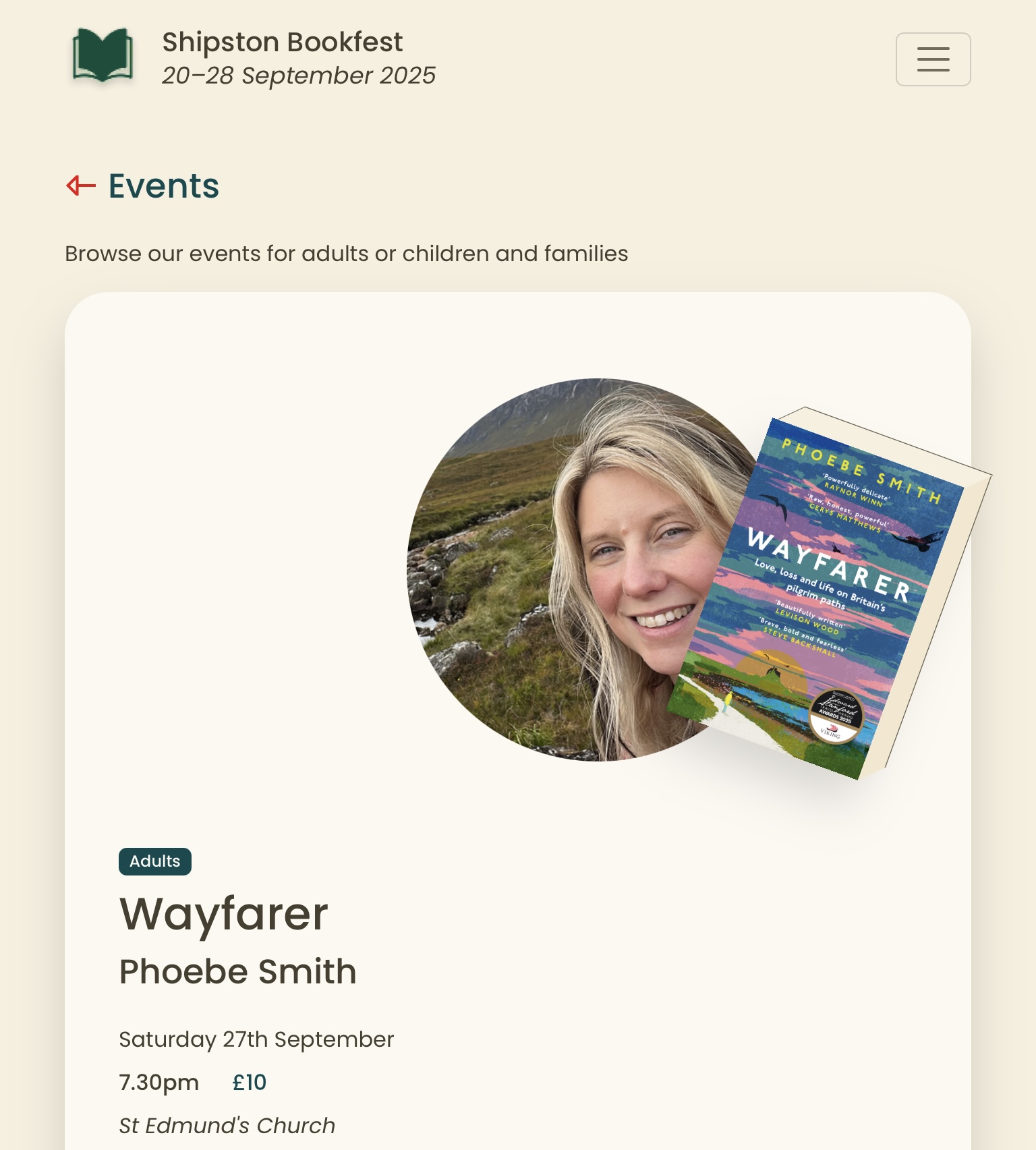 Shipston Bookfest - Phoebe Smith, Saturday 27 September