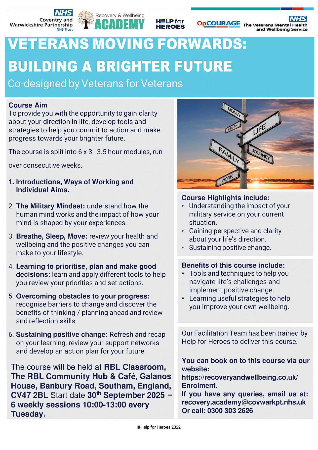 Veterans Moving Forwards: Building a Brighter Future Course in Southam