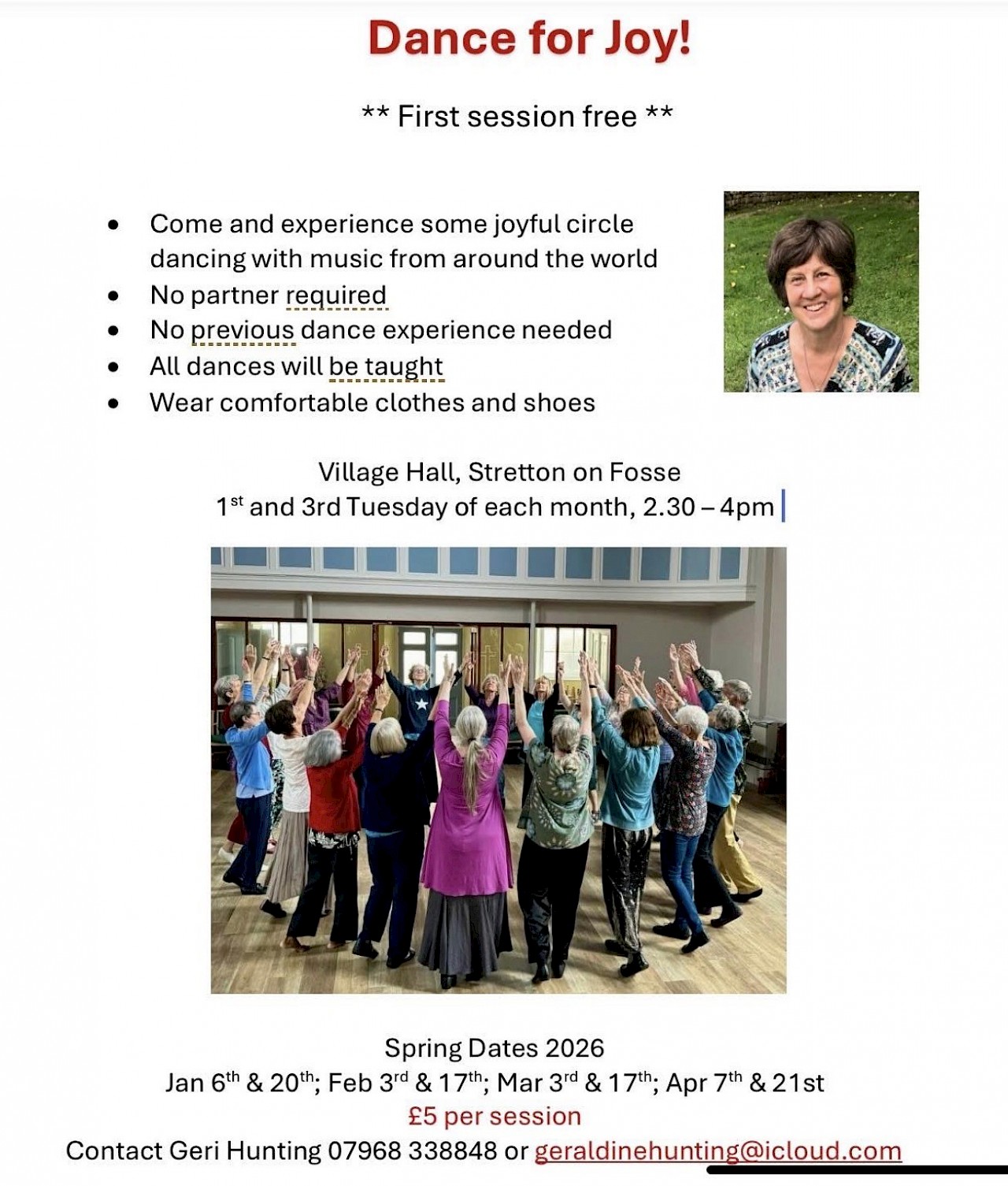 Dance for Joy at Stretton on Fosse Village Hall Spring 2026 dates
